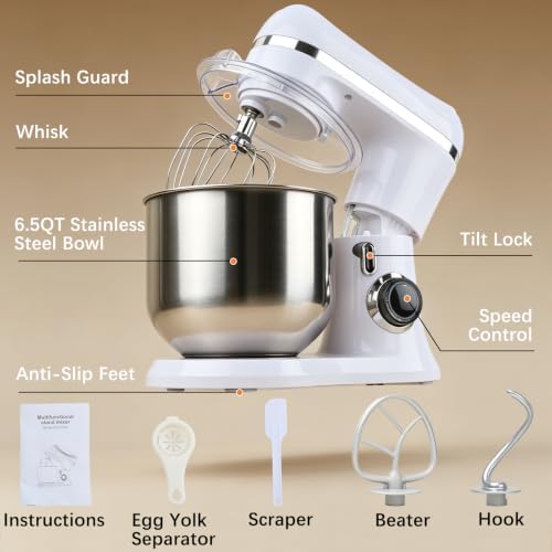 Stand Mixer, 660W Pure Copper Motor, 10-Speed, 5.3QT Bowl, Tilt-Head
