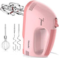 Electric Kitchen Mixer, Small 7-Speed Mixer, Dishwasher-Safe 304 Accessories (1 Whisk, 2 Dough Hooks, 2 Beaters), Mixes Various Ingredients, for Both Beginners and Bakers, Pink