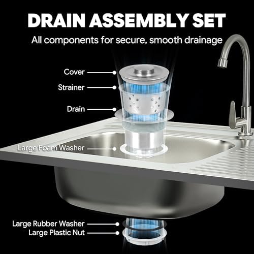 Feasto 35" Movable Outdoor Grill Cart with Stainless Steel Sink & Faucet