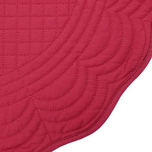 Red Cotton Quilted 16.5 inch Reversible Round Placemat