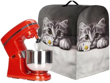 Generic Cute 3D Cat Universal Stand Mixer Dust Covers, Waterproof Polyester, Drawstring Closure, Compatible with Kitchen Aid, 4.5-5 Qt Mixer