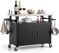 VEVOR Outdoor Grill Cart with Storage Cabinet, 53.1 Inch Grill Table, Waterproof Kitchen Island with Stainless Steel Top, Shelf, and Wheels, Movable Food Prep Station for Patio Bar Backyard BBQ