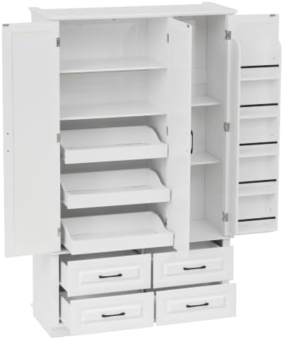 Merax 72" Kitchen Pantry Cabinet with 3 Pull-Out Trays & 5 Door Racks