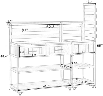 Merax 62.3'' Outdoor Mobile Kitchen Island on Wheels with Stainless Table Top, Outdoor Prep Cart Grill Table with Raised Shelf and Drawers for BBQ, Party, Gray