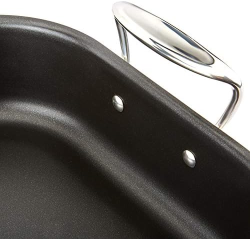 All-Clad Specialty Stainless Steel Large Roaster with Nonstick Rack 13x16 Inch Oven Broiler Safe 500F Roaster Pan, Pots and Pans, Cookware Silver