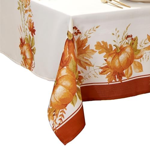 Threadmade Autumn Pumpkin Grove Fall Rectangle Tablecloth, Multicolor - 60" W x 102" L
