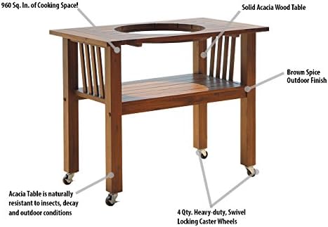 Duluth Forge Table for 18 Inch Ceramic Charcoal Kamado Grill and Smoker