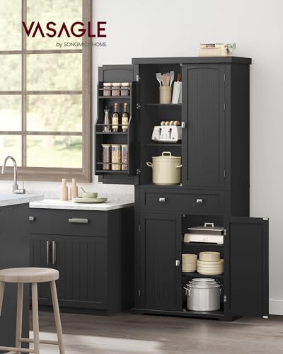VASAGLE Pantry Cabinet, Freestanding Tall Cupboard with a Drawer