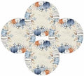 Fall Round Placemats Set of 4 Pumpkin Blue Orange Thanksgiving Place Mats Washable Woven Placemat White Pumpkin Leaves Circle Braided Table Mat for Kitchen Dining Table Holiday Party Decor 13 Inch