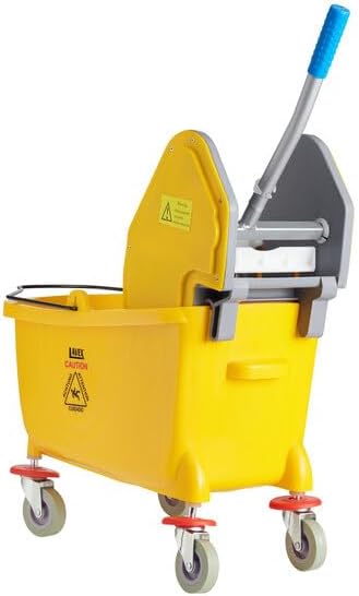Commercial Mop Bucket with Down Press Wringer, 35 Qt Capacity, Yellow, 4 Casters