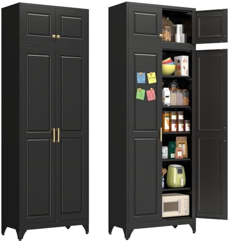 Polup 90" Pantry Cabinet, Tall Metal Storage Cabinet with Doors and Shelves