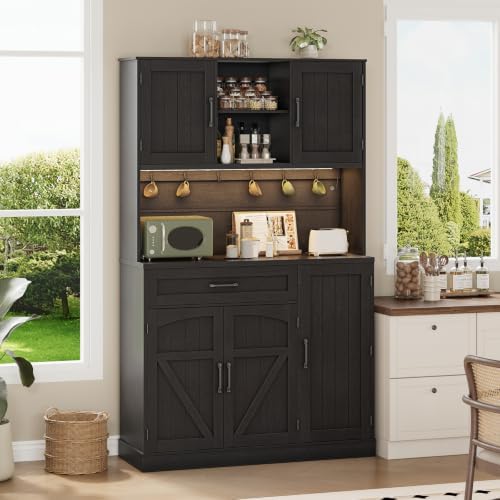 ComfyCorner 71" Pantry Cabinet, Kitchen Storage Cabinet with LED & Outlet