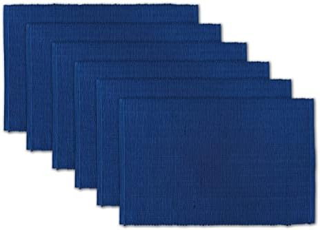 100% Cotton Ribbed Placemats - Set of 6-13 x 19 Inches - Royal Blue - Everyday Cloth Table Mats - Thick Construction, Washable & Reusable Cloth Place Mats - by AVKA Studio