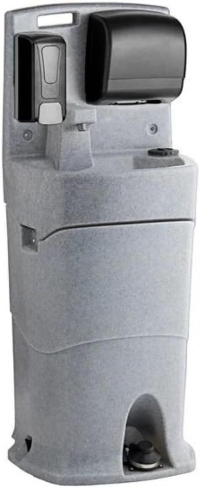 Mobile Hand Wash Station, 16 Gallon, Single Sink with Soap and Paper Towel Dispensers, Gray