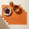 Solino Home 100% Pure Linen Placemats Orange, Fete 14 x 19 in, Set of 4