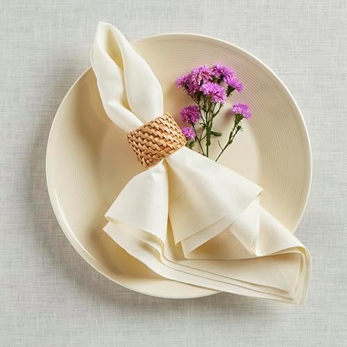 Solino Home 100% Pure Linen Dinner Napkins Ivory, Fete 20 x 20 in, Set of 6