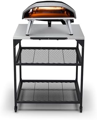 ooni Large Modular Outdoor Table - 31x31x35 Inch Stainless Steel Pizza Oven Stand, Barbecue Cart, Outdoor Pizza Station