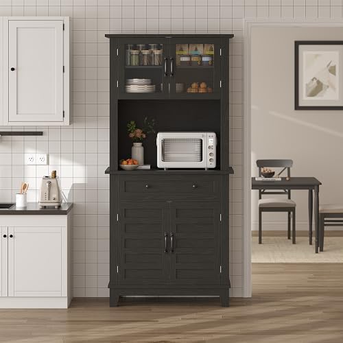 Takywep 72 in Tall Kitchen Pantry Cabinet, Kitchen Hutch Bar Cabinet