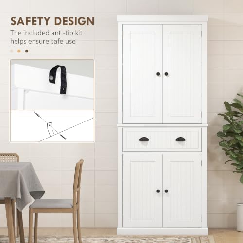 HOMCOM 72" Kitchen Pantry Cabinet Freestanding Tall Storage Cabinet White