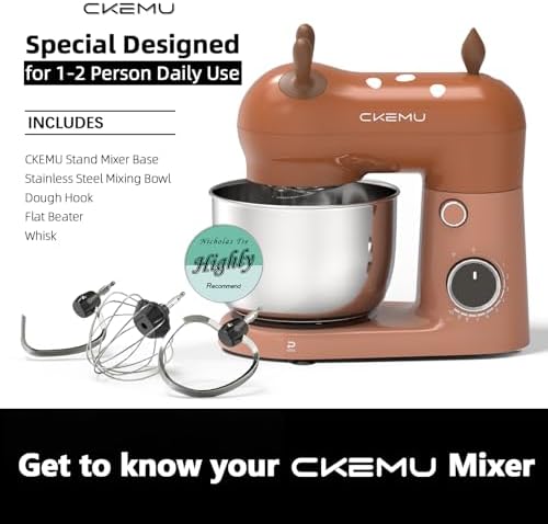 Stand Mixer, Compact & Space-Saving, Stainless Steel Bowl, Unique & Playful Design, Effcient 300W Motor, Dishwasher-Safe Attachments, SM-2549A (Brown)