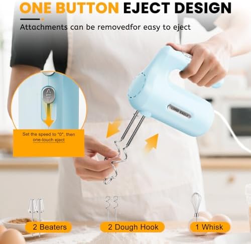 5-Speed Hand Mixer Electric With 4 Mixing Bowls Set