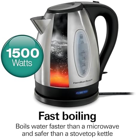 Hamilton Beach 1.7 Liter Electric Tea Kettle, Water Boiler & Heater - Image 2