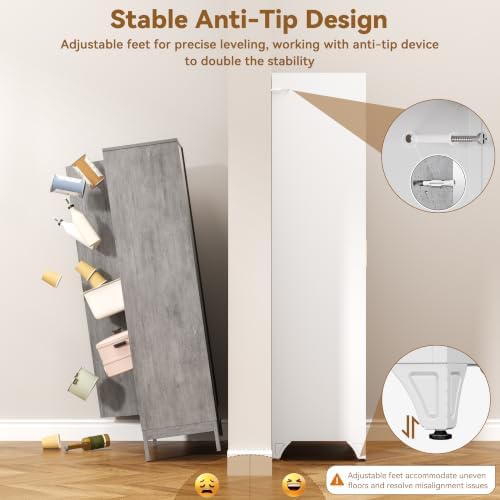 Polup 75" Pantry Cabinet, Tall Metal Storage Cabinet with Doors and Shelves