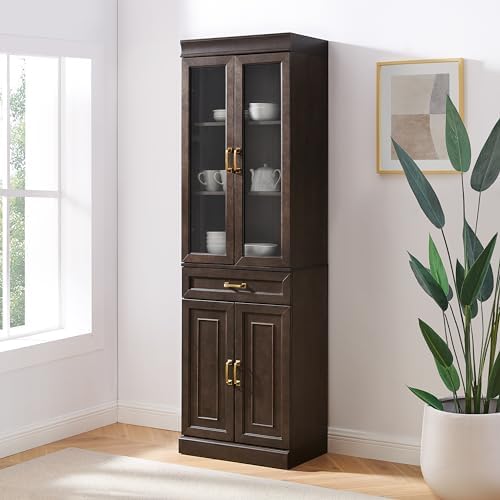 Crosley Furniture Stanton Glass Door Pantry Storage Cabinet