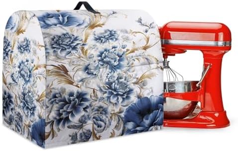 Retro Flower Kitchen Stand Mixer Cover Dust Covers for 4.5qt-5qt Stand Mixer Dustproof Washable Cover Protector Compatible with 4.5-5 Quart Kitchen Aid Mixer