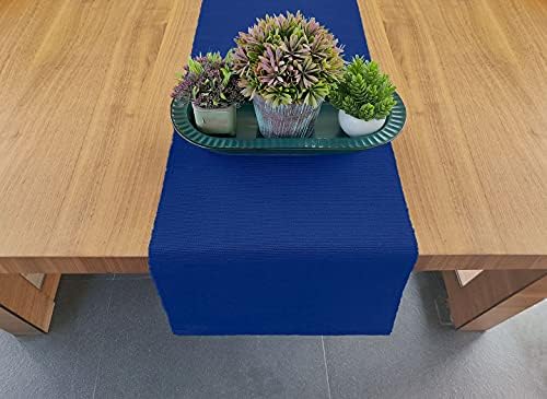 AVKA Studio 100% Cotton Ribbed Table Runner - Pack of 1-13 x 72 Inches - Royal Blue - Dining Or Kitchen Table Runner Thick Construction for Everyday Use, Picnics, Outdoor Table, Parties, etc