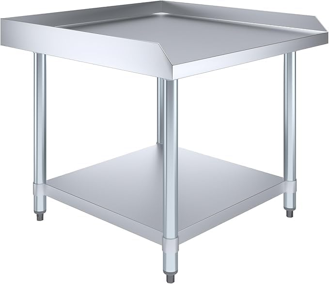 Stainless Steel Equipment Stand with Undershelf + Casters, Heavy Duty, Commercial Grade, NSF Certified (30" Width x 30" Length)