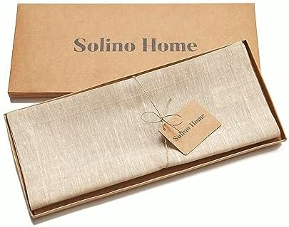 Solino Home 100% Pure Linen Table Runner Beige Long, Athena 14 x 156 in