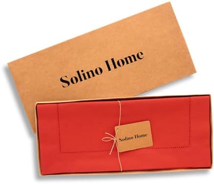 Solino Home Cotton Linen Dining Table Runner Poppy Red Woven, 14 x 48 in