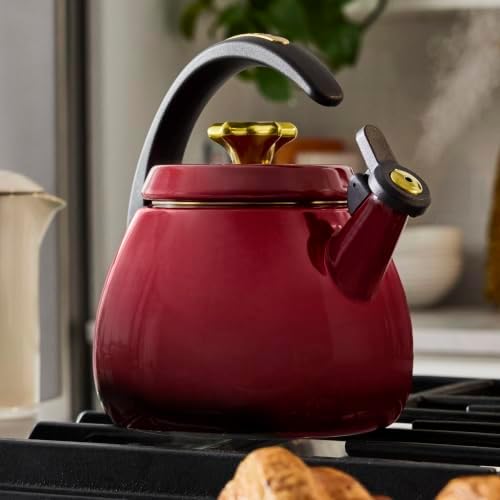 Le Creuset Enamel on Steel Cloche Kettle, 2.2 qt., Garnet/Gold Star - Image 5