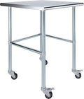 Stainless Steel Work Table Open Base & Wheels | Work Station | Metal Work Bench (Stainless Steel Work Table Open Base + Casters) (30" Long x 30" Deep)