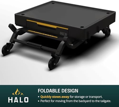 HALO Outdoor Countertop Cart | Prep Station or Griddle/Oven Cooking Surface | Collapsible, Portable, Tool Hooks and Propane Storage | HO-1006-XNA
