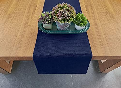 AVKA Studio 100% Cotton Ribbed Table Runner - Pack of 1-13 x 72 Inches - Nautical Blue - Dining Or Kitchen Table Runner Thick Construction for Everyday Use, Picnics, Outdoor Table, Parties, etc