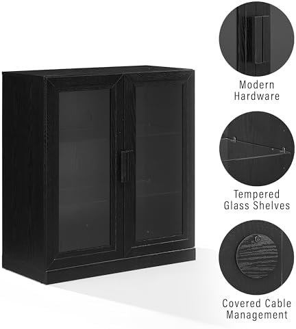 Crosley Furniture Essen Stackable Glass Door Pantry Storage Cabinet