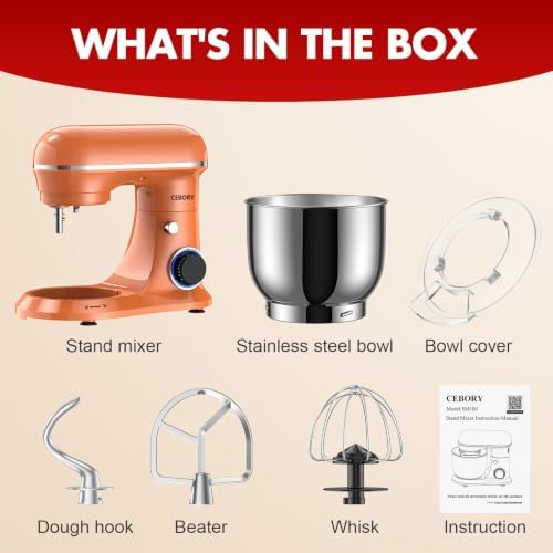 CEBORY Stand Mixer, 4QT 10+P-Speed Electric Kitchen Mixer with Bowl