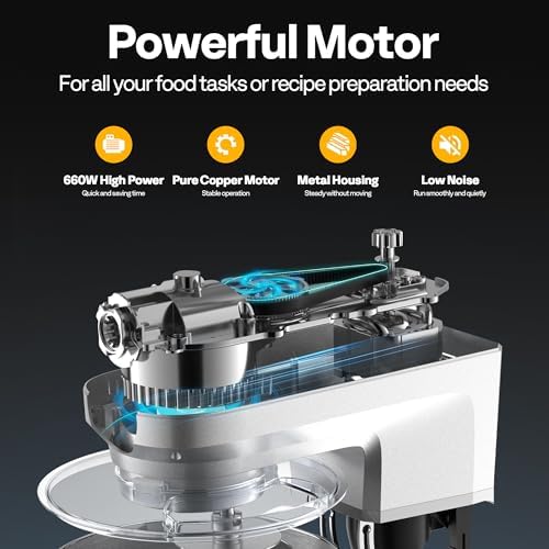 VIVOHOME 6-in-1 Stand Mixer, 8.5-Quart Tilt-Head Mixer, 10 Speeds, Silver