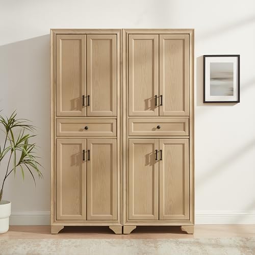 Crosley Furniture Tara 2-Piece Farmhouse Pantry Storage Cabinet Set