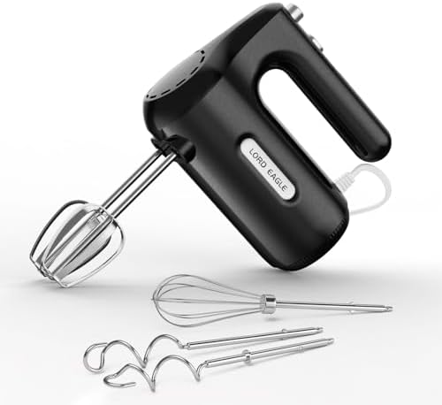 5-Speed Small Hand Mixer Electric, 300W Compact Portable, Black