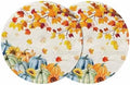 Fall Round Placemats Set of 2 Thanksgiving Autumn Maple Leaves Place Mats Woven Placemat Sunflower Orange Blue Green Pumpkin Circle Braided Table Mat for Kitchen Holiday Party Fall Decor 15 Inch