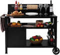 Royal Gourmet PC4401B 3-Tier Dining Cart with Wind Guard, Black
