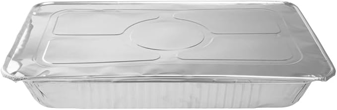 Restaurantware Aluminum Pan Cover 25 Count 21.06 x 13.5 Inch Oven Friendly Disposable Pan Lid Full Size Foil Lid Temperature-Sealing Silver For Catering And Food Storage