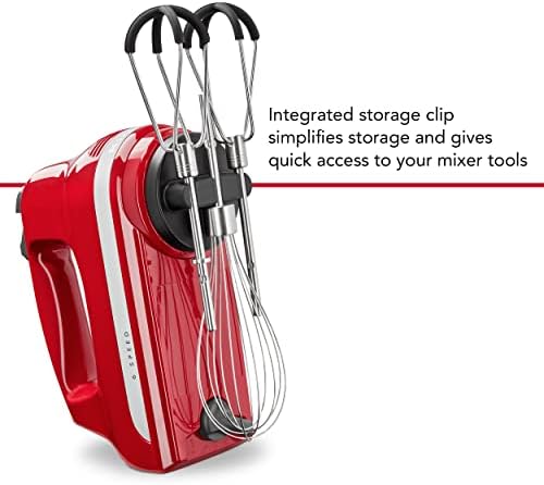 KitchenAid 6 Speed Hand Mixer w/Flex Edge Beaters, KHM6118, Empire Red