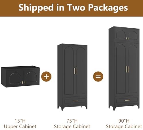 Polup Kitchen Pantry Cabinet, 90" Tall Metal Storage Cabinet with Drawer