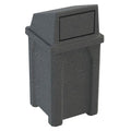 Campus Collection 32 Gallon Square 100% Recycled Plastic Heavy Duty Commercial Indoor or Outdoor Trash Can with Push Lid | Great for Schools and Businesses - Dark Granite
