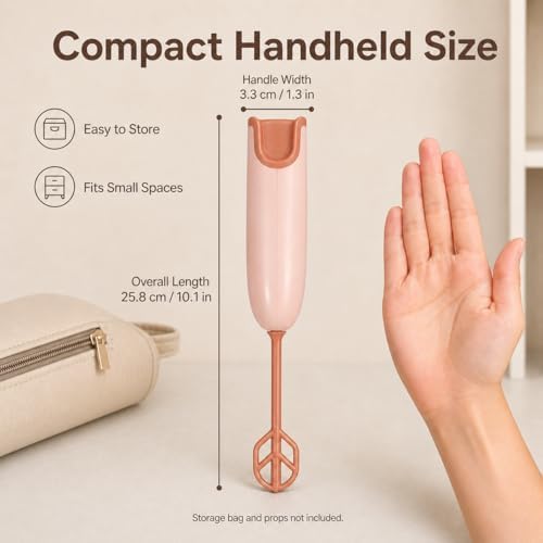 Portable Baby Bottle Mixer with 1 Stirring Rods, Battery Powered Milk Powder Stirrer for Feeding Bottle Prep, Compact Handheld Drink Blender for Coffee, Matcha, Protein Powder, Light Brown