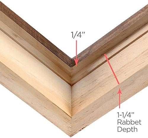 Creative Mark Ambiance Unfinished Deep Gallery Frame, 4x6" Open Back Natural Wood Frames for Canvas and Mounted Artwork, 3/4" Face, 1-1/4" Deep, No Glass or Backing